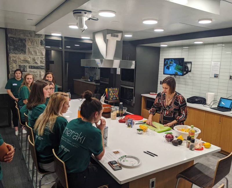 Kristen Chang recently gave the first cooking demonstration at Meraki, Virginia Tech's Living-Learning Community, for its grand opening ceremony. 