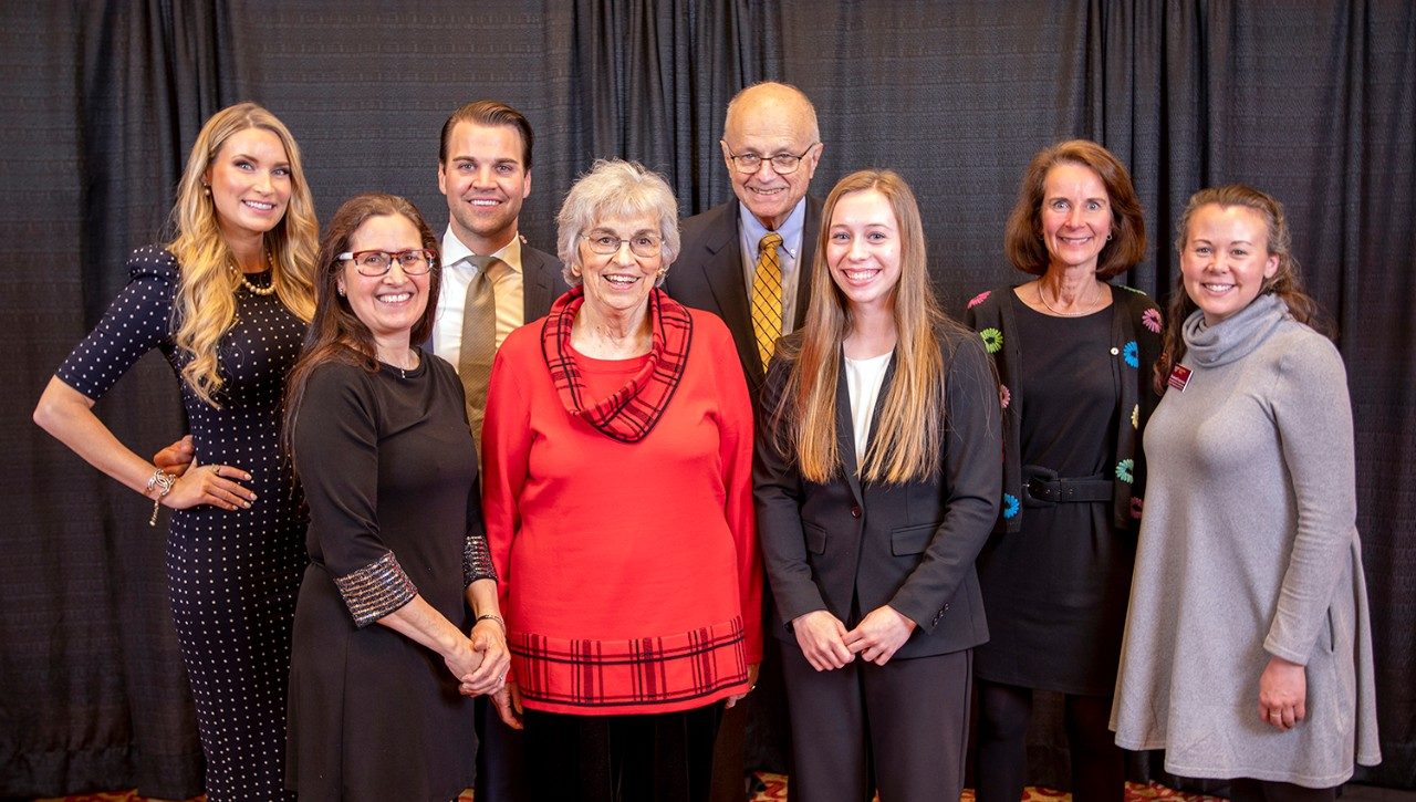 Front: Stella Volpe, Janet Johnson, Breanna Lytton (HNFE senior on the CALSAO board) Back: Lindsey Kavaritis (Jeb's fiance), Jeb Dunkelberger (alumnus and award winner), Jim Johnson, Nicolin Girmes-Grieco, and Shepherd Cronemeyer