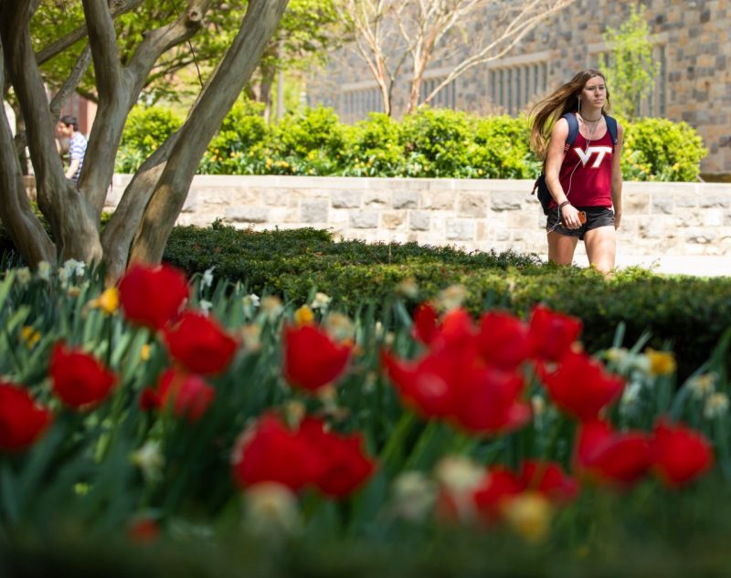 student walking on campus