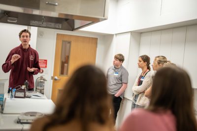 Zach Hutelin speaks to students